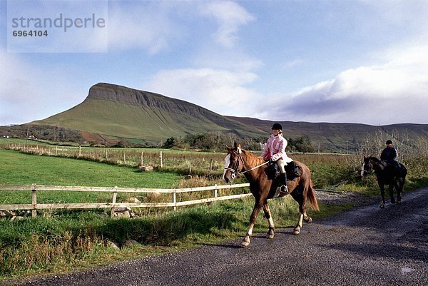 Two People Horseback Riding  Ballindoon  County Sligo  Republic Of Ireland
