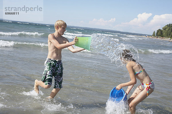 Kids Playing on the Beach  Elmvale  Ontario  Canada