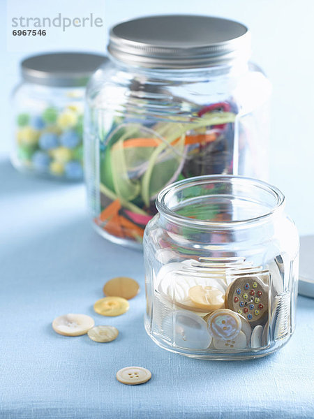 Jars of Buttons  Ribbon and Pom Poms