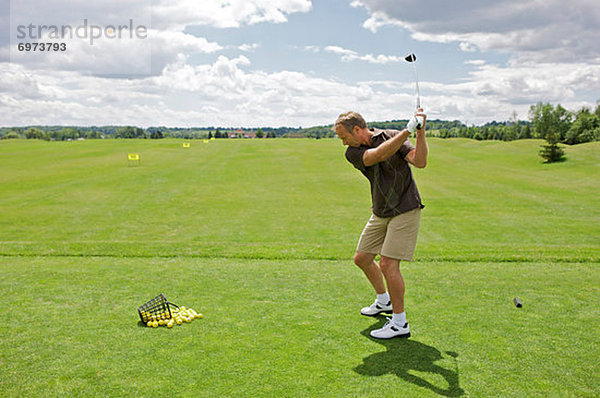 Man at Driving Range  Burlington  Ontario  Canada