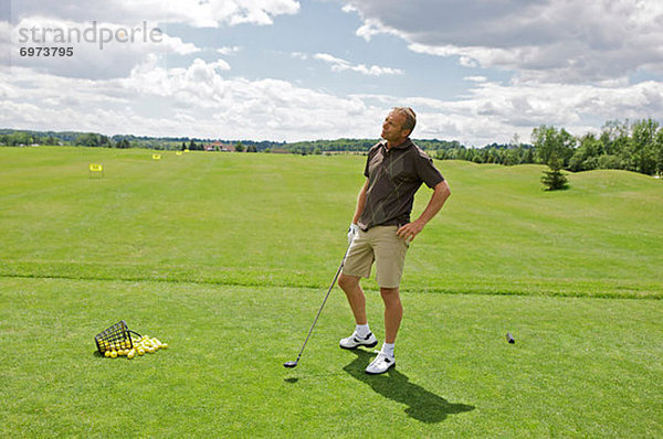 Man at Driving Range  Burlington  Ontario  Canada