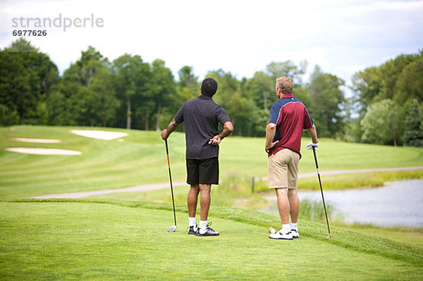 stehend  Mann  Golfsport  Golf  Rückansicht  Kurs