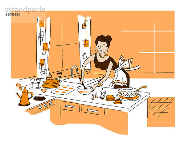 Abendessen Frau Vorbereitung Illustration
