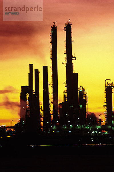 Oil Reginery  Sunset Silhouette