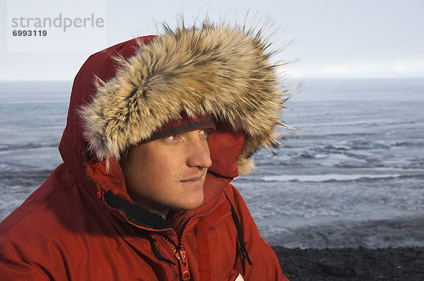 hoch  oben  nahe  Portrait  Mann  Anorak  Antarktis