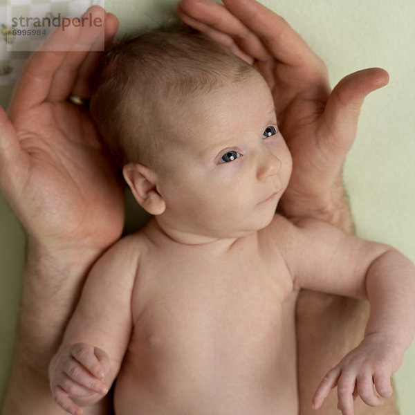 Neugeborenes  neugeboren  Neugeborene  Menschlicher Vater  halten  Mädchen  Baby