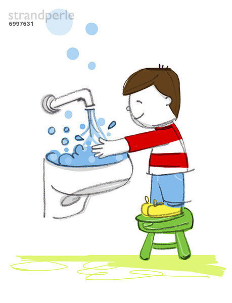 Junge - Person  waschen  Illustration