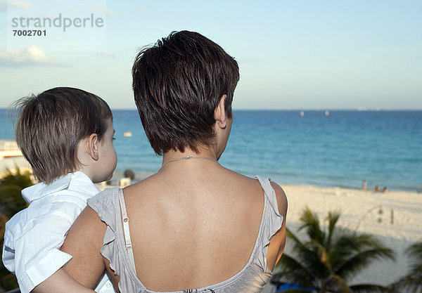 sehen  Strand  Sohn  Mexiko  Mutter - Mensch  playa del carmen