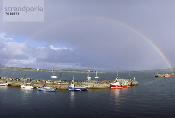 Co Galway  Roundstone Harbour  With Rainbow