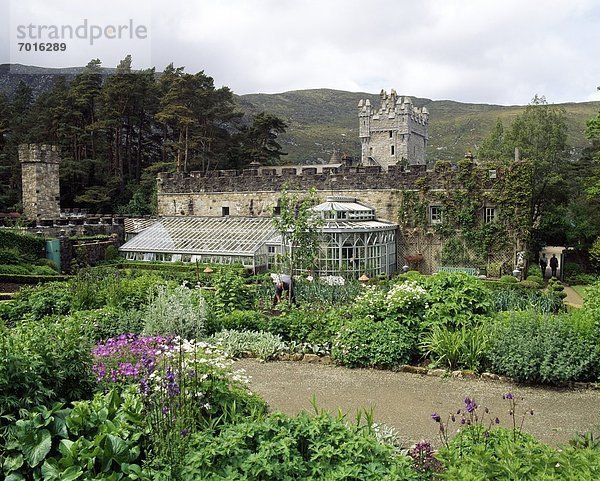 Glenveagh Co Donegal  The Walled Potager & Orangery  Mixed Border Late Spring