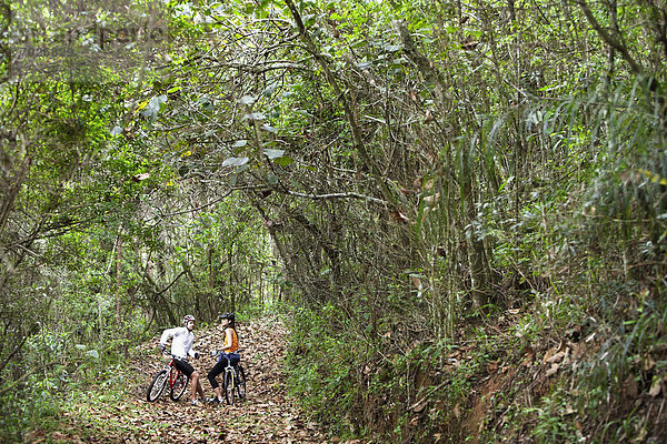 sprechen  Fahrradfahrer  Wald  2
