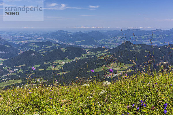 Aussicht vom Kehlsteinhaus auf die Alpen  Berchtesgadener Land  Bayern  Deutschland  Europa