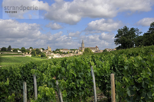 Dorf mit Weinberg von Saint-Emilion  Gironde  Frankreich  Europa