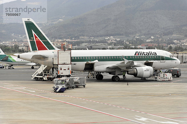 EI-IMC  ALITALIA Airbus A319-112 bei der Landung  Flughafen Florenz  Toskana  Italien  Europa