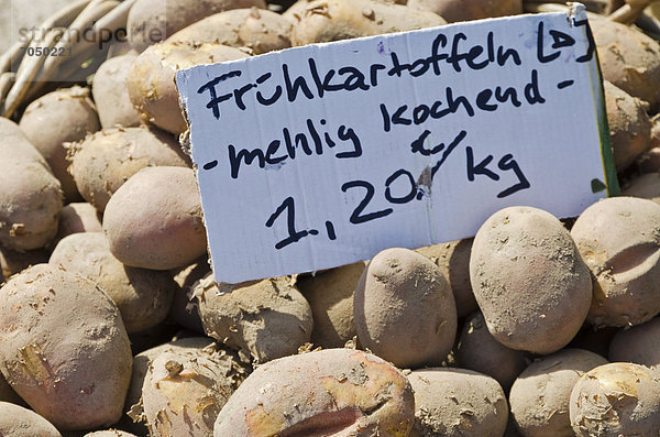 Kartoffeln zum Verkauf auf dem Wochenmarkt  Dresden  Sachsen  Deutschland  Europa