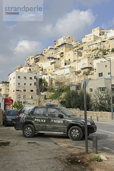 Jerusalem Hauptstadt Auto Naher Osten Asien Israel Polizei Vorort