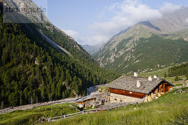 Rableid Alm  beim Aufstieg zur Hohen Wilden im Pfossental  Schnalstal  Südtirol  Italien  Europa