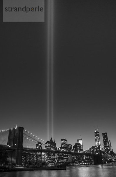 Denkmal  über  Brücke  Fluss  Beleuchtung  Licht  Ansicht  Hudson River  Brooklyn  Manhattan  September