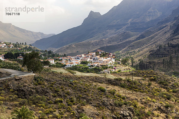 Europa Berg Dorf Kanaren Kanarische Inseln Gran Canaria Spanien