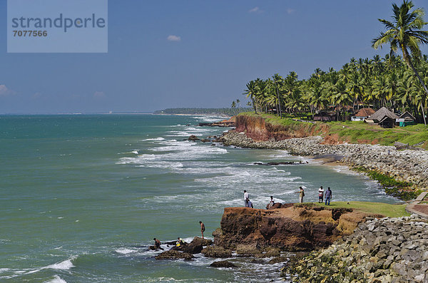 K¸stenlinie mit Palmen in der Nähe von Varkala  Indien  Asien