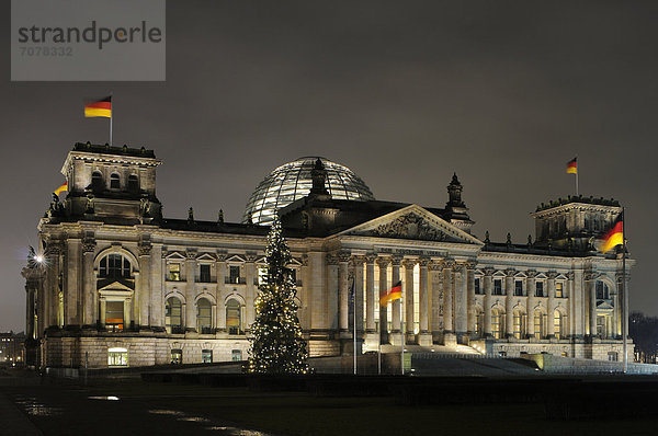 Reichstag mit Weihnachtsbaum  Berlin  Deutschland  Europa
