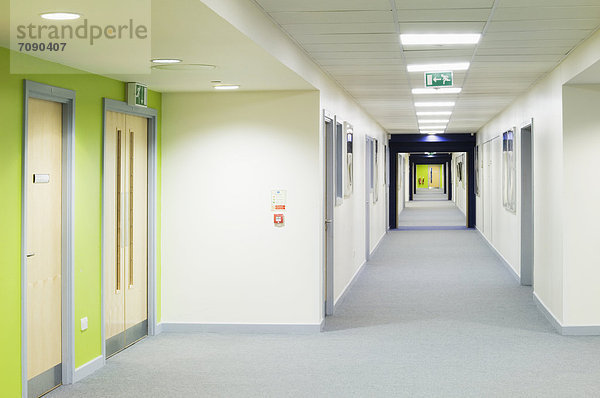 Korridor  Korridore  Flur  Flure  Helligkeit  Schule  Ansicht  vorwärts  modern