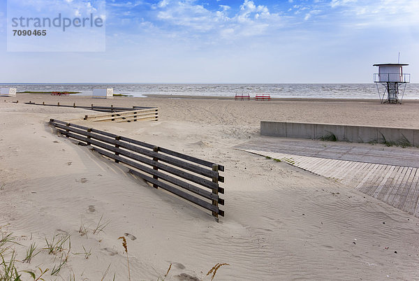 Holzzaun sehen Strand Küste Meer Ignoranz Sand Urlaub Baltikum