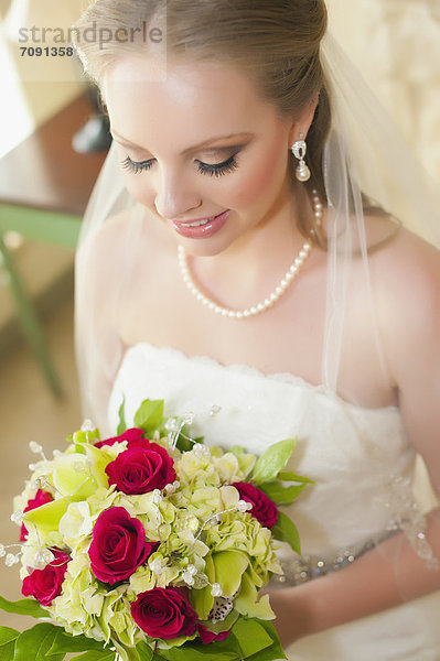 USA  Texas  Close up of young bride