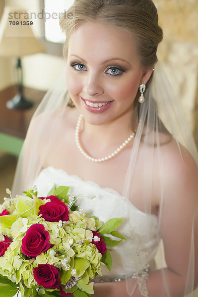 USA  Texas  Young bride smiling  portrait