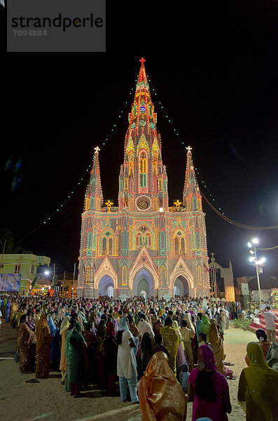 Nacht Kathedrale Neujahrstag Jungfrau Maria Madonna Asien Indien