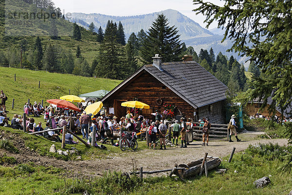 Pfeifertag auf Niedergadenalm  Jurlerhütte  Strobl  Land Salzburg  Salzburger Land  Salzkammergut  Österreich  Europa