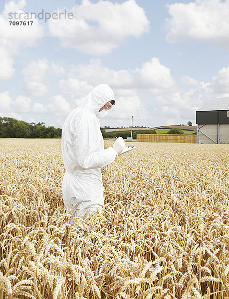 Wissenschaftlerin untersucht Getreide im Ackerbau