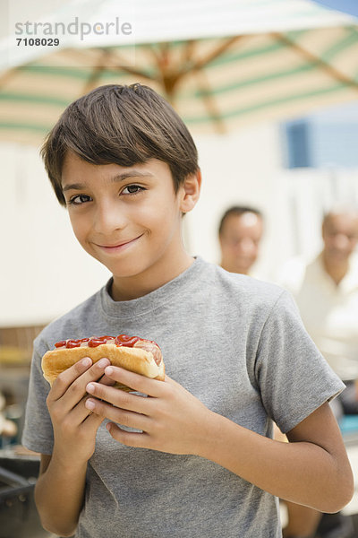 Hot Dog Hot Dogs Junge - Person Hispanier essen essend isst