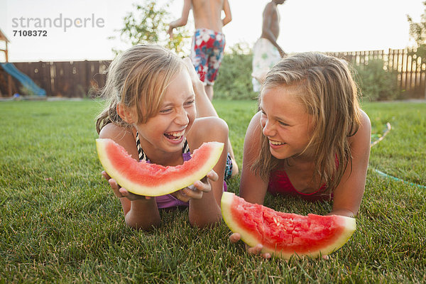Europäer  Wassermelone  Mädchen  essen  essend  isst