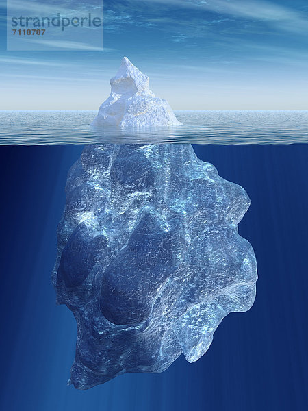Eisberg über und unter der Wasseroberfläche