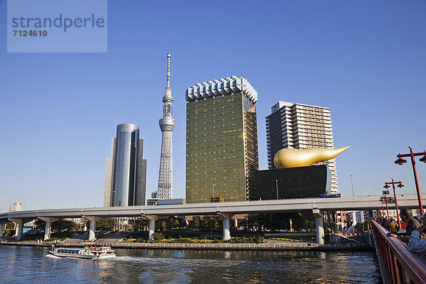 Skyline  Skylines  Urlaub  Baum  Himmel  Reise  Tokyo  Hauptstadt  Fluss  Sumida  Asakusa  Asien  Japan  Tourismus