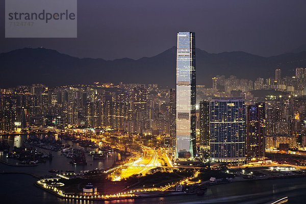 Skyline  Skylines  Hafen  Urlaub  Gebäude  Reise  Großstadt  Hochhaus  Ansicht  China  Luftbild  Fernsehantenne  Asien  Hongkong  modern  Tourismus