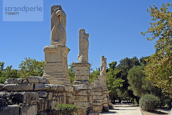 Athen  Hauptstadt  Detail  Details  Ausschnitt  Ausschnitte  Sehenswürdigkeit  Europa  Stein  Wand  Baum  Fernverkehrsstraße  Pflanze  Ruine  Monument  Museum  Statue  Attika  Baugrube  Griechenland  Tourismus