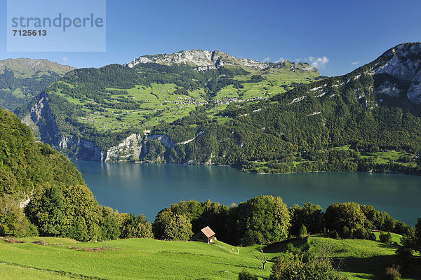 Landschaftlich schön landschaftlich reizvoll Europa Berg Amden Schweiz Walensee