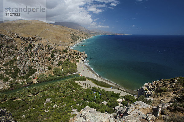 Außenaufnahme Europa Tag europäisch Strand Küste Meer Insel Sandstrand Kreta Griechenland Mittelmeer freie Natur Preveli