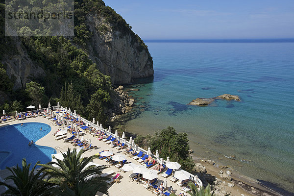 Außenaufnahme Europa Schwimmbad Hotel Insel Tourismus Korfu Griechenland Mittelmeer freie Natur