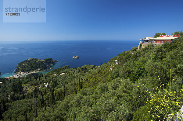 Außenaufnahme Landschaftlich schön landschaftlich reizvoll Europa Küste Meer Natur Insel Korfu Griechenland Mittelmeer freie Natur Paleokastritsa