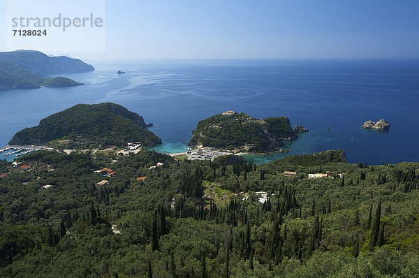 Außenaufnahme Landschaftlich schön landschaftlich reizvoll Europa Küste Meer Natur Insel Korfu Griechenland Mittelmeer freie Natur Paleokastritsa