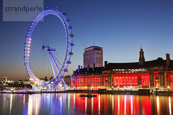beleuchtet  Urlaub  britisch  Großbritannien  London  Hauptstadt  Reise  Themse  Westminster  Sehenswürdigkeit  Nacht  England  London Eye  Tourismus