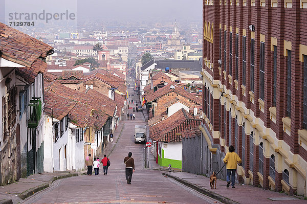 Dach  Ansicht  Fliesenboden  Altstadt  Bogota  Kolumbien  Südamerika
