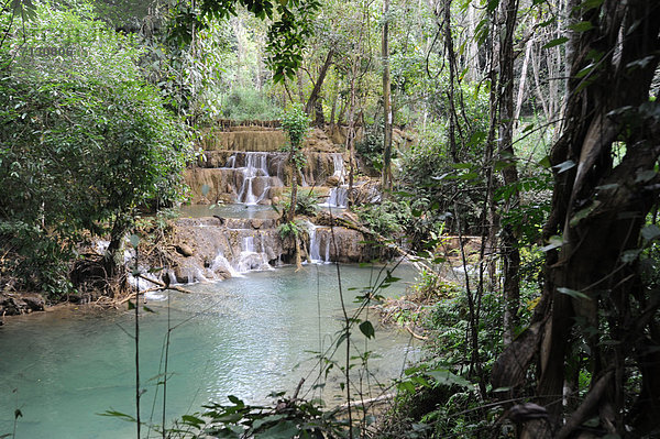 Natur  fließen  Fluss  Wasserfall  Asien  Laos  Luang Prabang