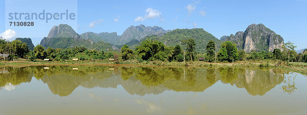 Landschaftlich schön  landschaftlich reizvoll  Berg  Landschaft  See  Natur  Asien  Laos