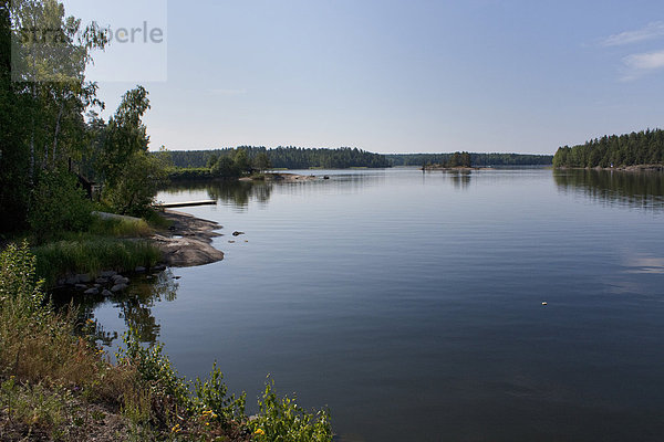 Wasser Urlaub Landschaft Reise Wald See Holz Finnland Nordeuropa Skandinavien