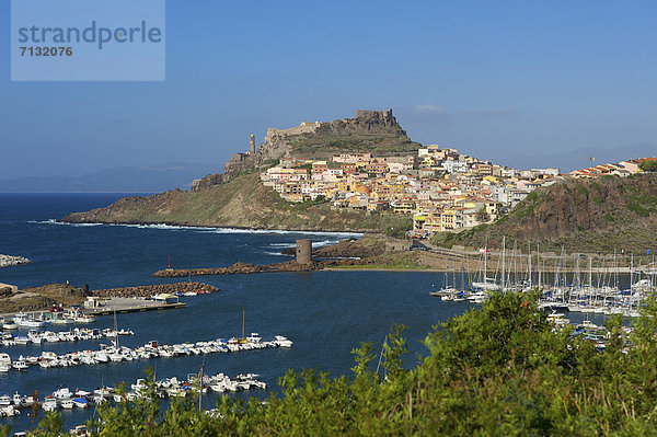 Europa Tag europäisch Stadt Großstadt Insel Sardinien Castelsardo Italien Mittelmeer