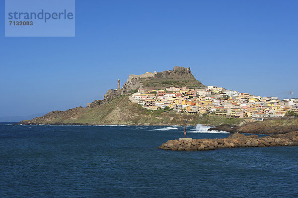 Europa Tag europäisch Stadt Großstadt Insel Sardinien Castelsardo Italien Mittelmeer